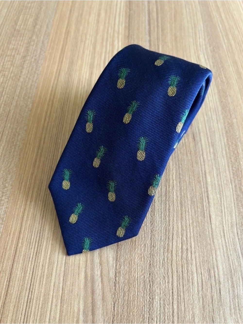 Lauren Ralph Lauren Silk Pineapple Tie Blue Novelty Preppy Tropical Wedding